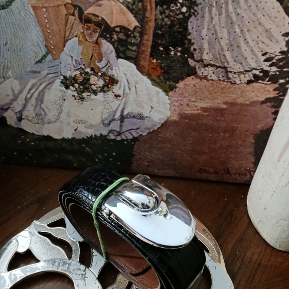 BRIAN TOOHEY 925 Sterling Silver Buckle Snake Embossed Leather Belt Large π π΄ - Picture 13 of 15